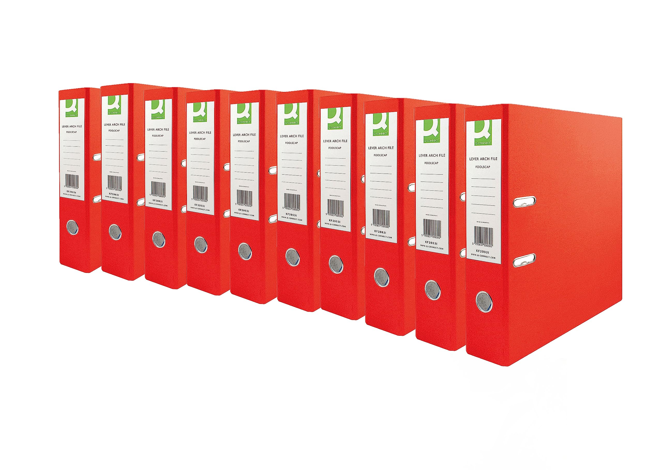 Q-Connect KF20021 Red A4 Lever Arch File - Pack of 10 Polypropylene Binders for Office Organization & Document Storage | School, Business & Home Filing Solutions