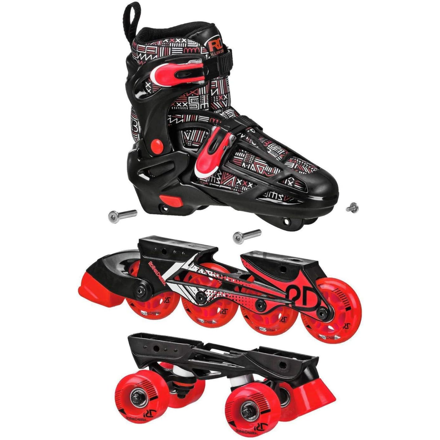 Roller Derby Adjustable 2-in-1 Quad & Inline Skates for Boys - Perfect for Outdoor Sports, Skate Parks & Family Fun