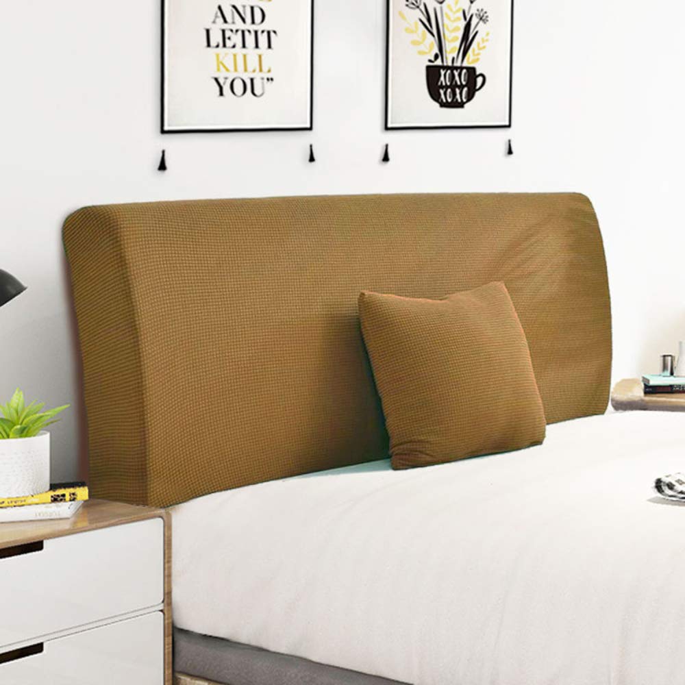 Stretchable Dustproof Bed Headboard Slipcover Protector - Fits Twin, Queen, Full & California King Size Beds (120-140cm) - Decorative Brown Headboard Cover for Home & Bedroom Protection