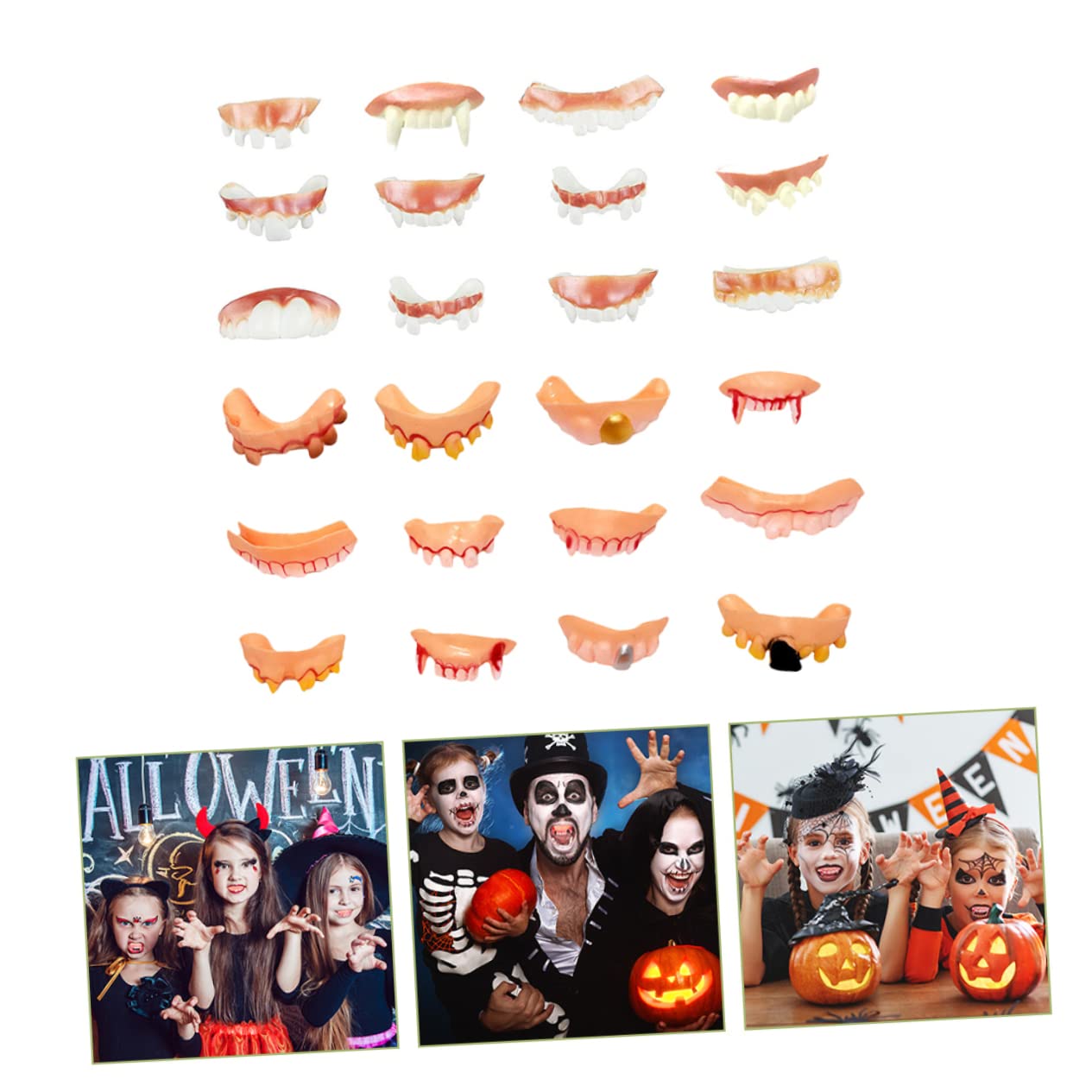 120 Pieces Halloween Fake Vampire Teeth - Vampire Fangs Costume Accessories for Cosplay, Scary Makeup Props, Prank Toys - Perfect for Halloween Parties, Cosplay Events & Spooky Pranks