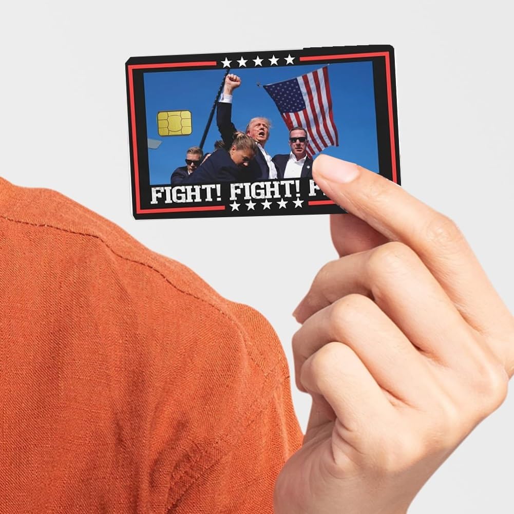 Donald Trump Funny Debit Card Stickers (3-Pack) - Fight Fight Fight Design for EBT Food Stamp & Coupon Cards - Perfect for Political Humor, Gift Gags, and Wallet Accessories