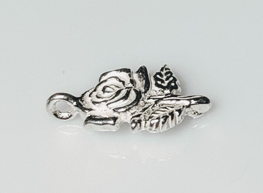 Solid Sterling Silver Small Inlay Rose Pendant Charm - DIY Jewelry Making Supplies for Silversmiths - Rough Casted Solder Ready (564-251) - Perfect for Necklaces, Bracelets & Handcrafted Jewelry Designs