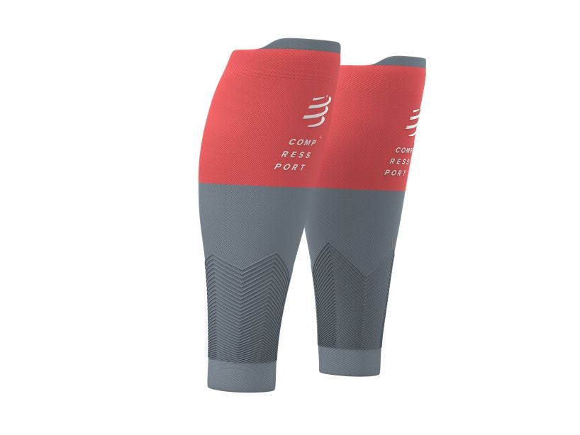 Compressport Unisex R2V2 Compression Calf Sleeves - Coral (SU00002B_401) for Running, Cycling & Sports Recovery