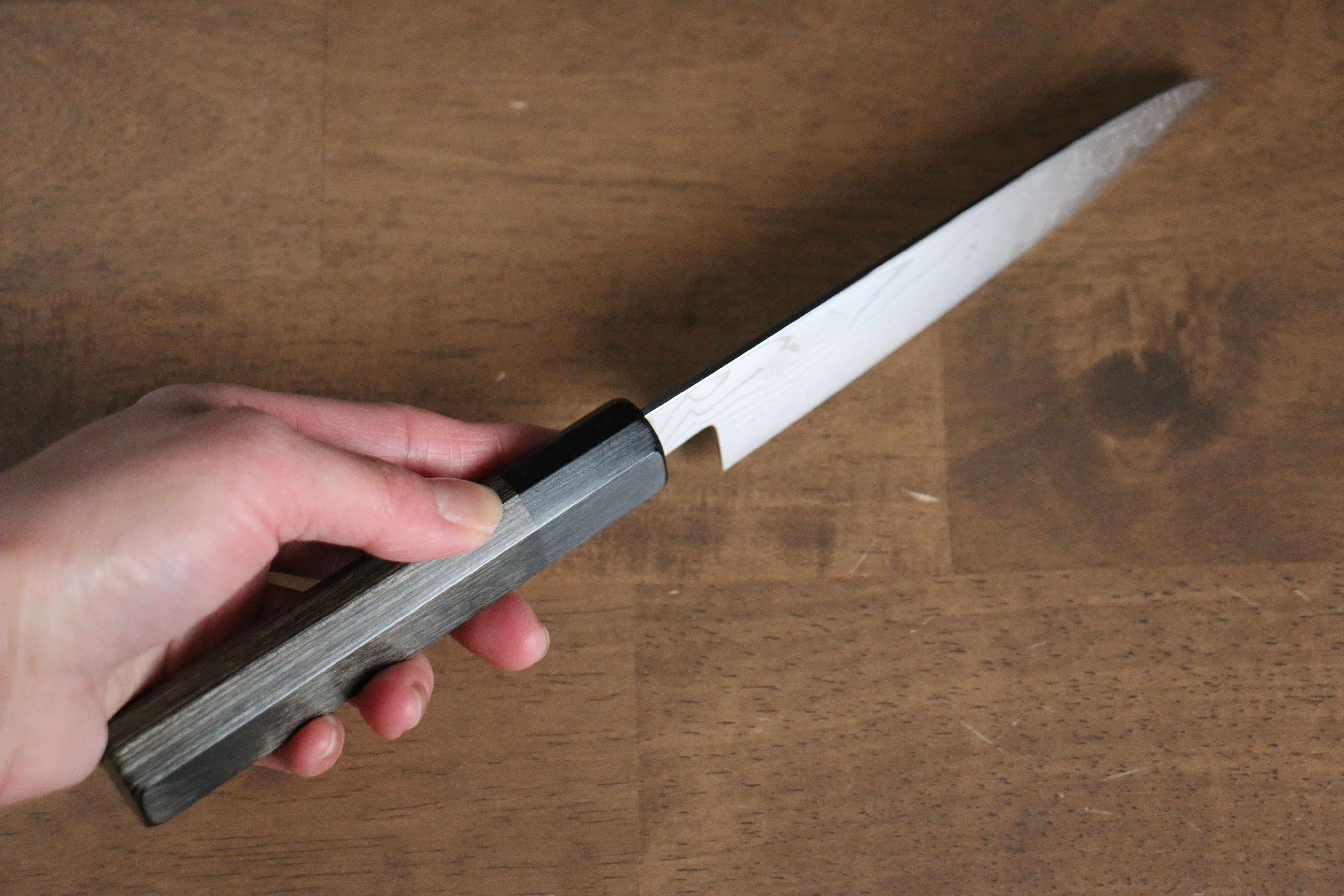 Premium Kajin Cobalt Special Steel Damascus Petty Knife 135mm - Gray Pakka Wood Handle - Japanese Kitchen Utility Knife for Slicing, Peeling & Precision Cutting - Perfect for Chefs & Home Cooking