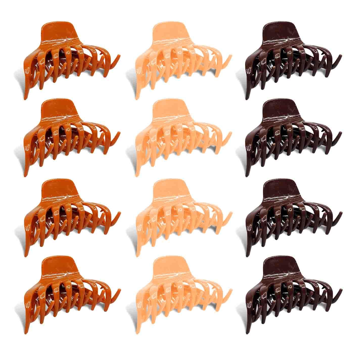 Uniqon 12-Pack Multicolor Hair Clips for Women & Girls - Strong Hold Fashion Jaw/Claw Clutchers - Trendy Glossy Plastic Hair Accessories for Everyday Use, Parties & School