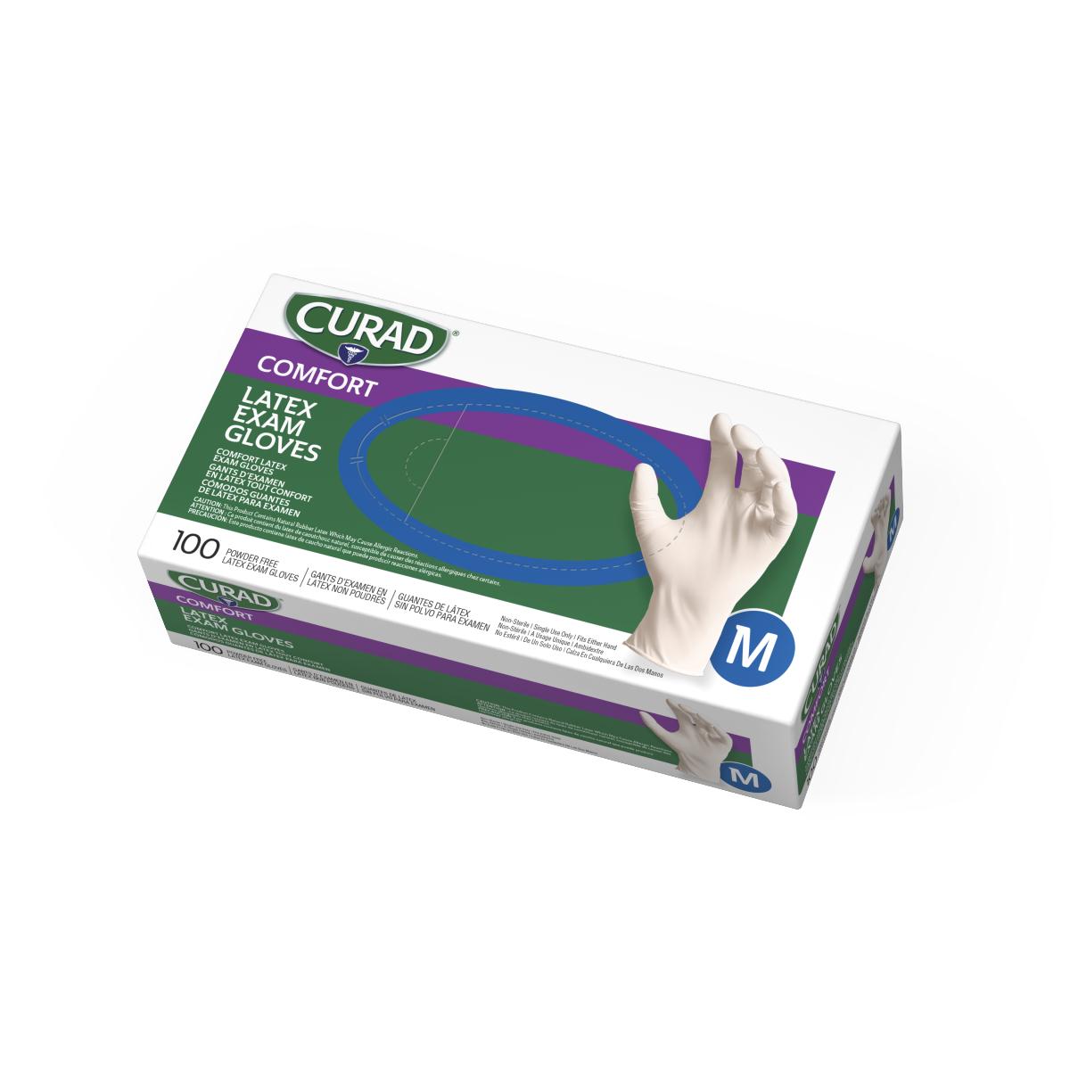 CURAD Powder-Free Textured Latex Exam Gloves - Medical, Dental, Tattoo & Food Handling Disposable Gloves for Professionals