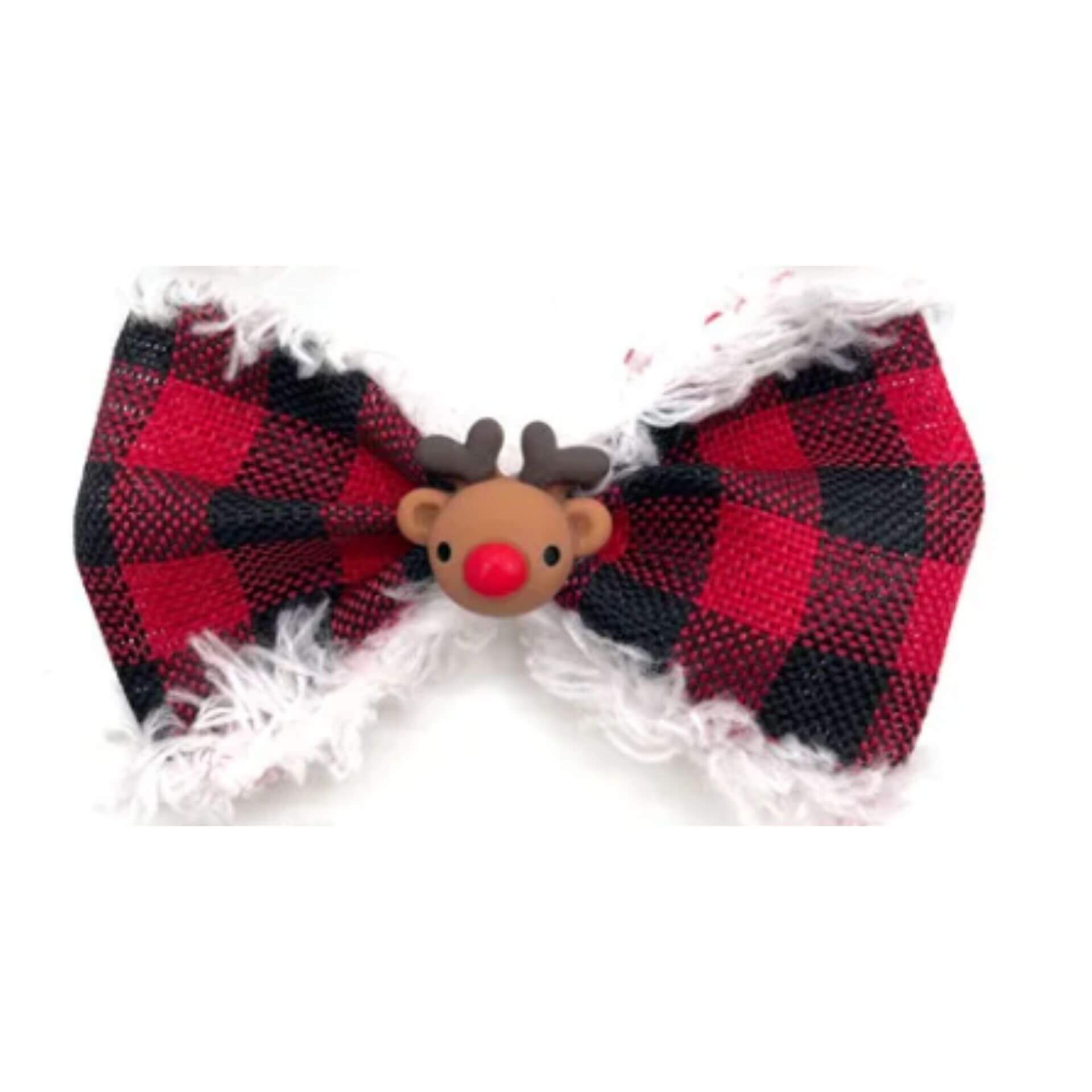 Buffalo Check Red Plaid Christmas Dog Bow Tie - Over The Collar Holiday Pet Accessory for Festive Parties & Family Photos