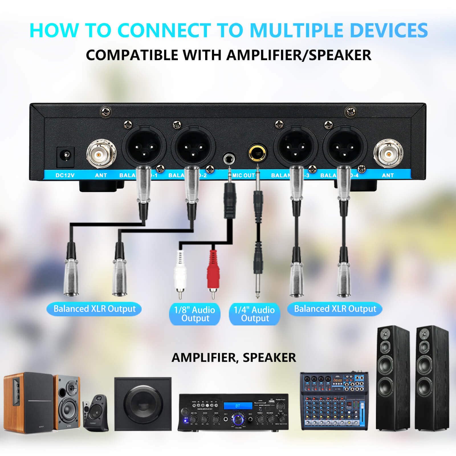4 Channel UHF Wireless Microphone System - Pro Metal Cordless Handheld & Lavalier Mics for Church, Karaoke, Singing & Events (4x50 Adjustable Frequency, Includes 2 Handheld & 2 Bodypack Mics with G8 Batteries) - Perfect for Worship Services, Live Performances & Home Karaoke Parties