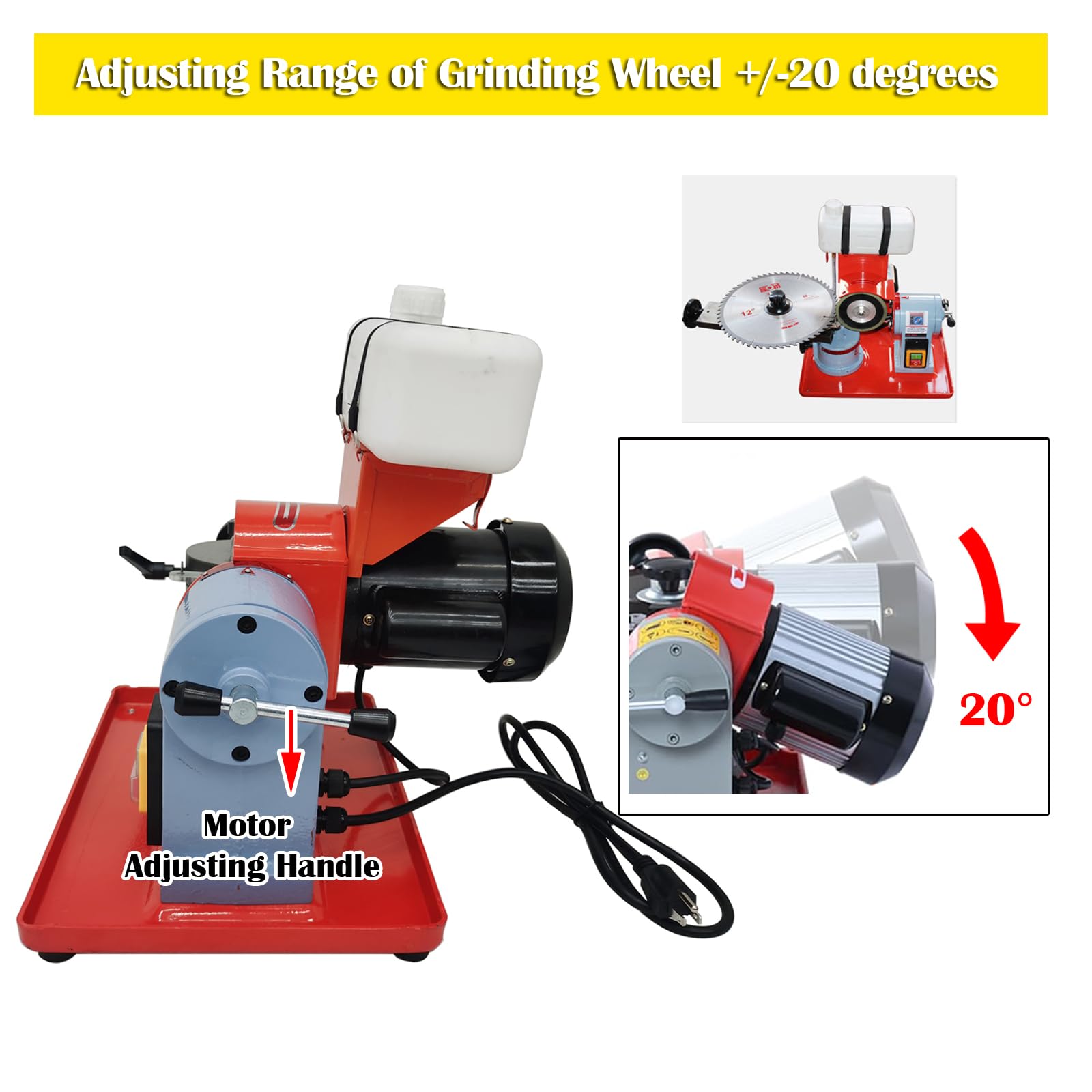 Carbide Saw Blade Sharpener 5in Grinding Wheel 220V - for Woodworking & Metal Cutting