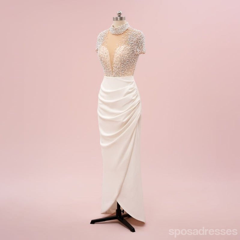 Elegant Beaded Sheath Short Sleeve Maxi Party Prom Dress - Formal Evening Gown for Women | Perfect for Weddings, Galas & Special Occasions
