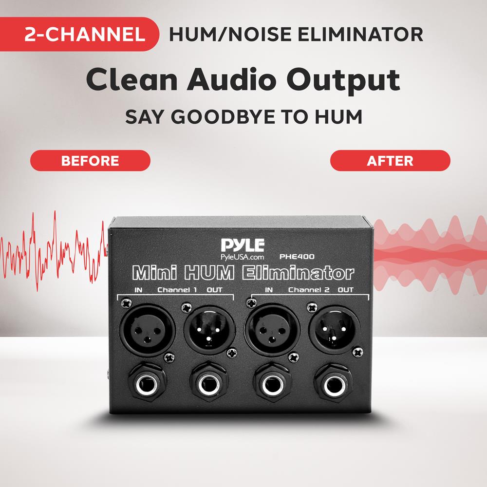 2-Channel Hum & Noise Eliminator for Home Audio & Studio Equipment - Reduce Static & Interference in Speakers & Recording Devices