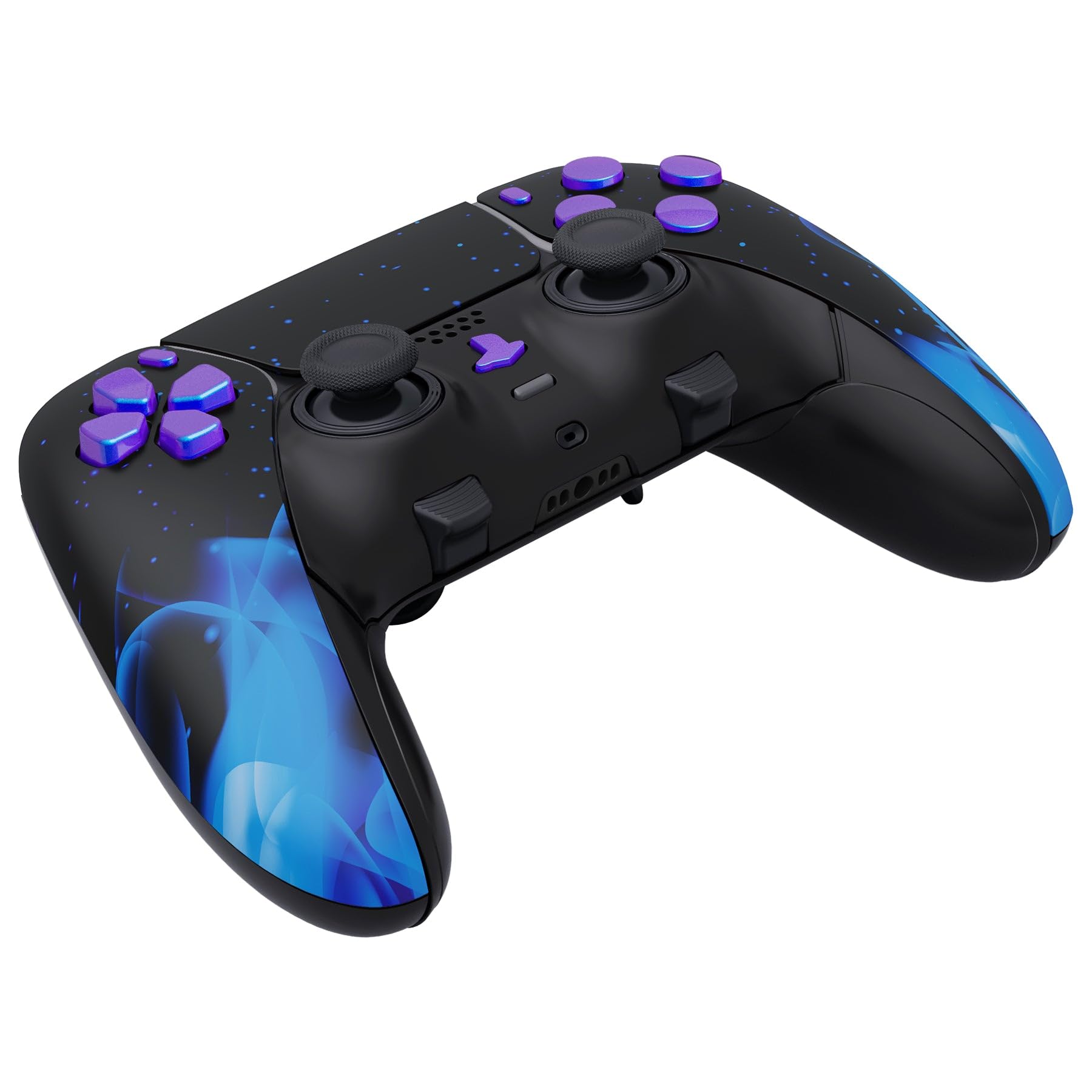 MODDEDZONE EDGE Wireless Controller for PS5 - Exclusive Custom Designs, Ergonomic Grip, Enhanced Gaming Performance | Compatible with PlayStation 5 | Perfect Christmas Gift for Gamers | Blue Fire Edition - Ideal for Competitive Gaming, Long Play Sessions & Gift Giving