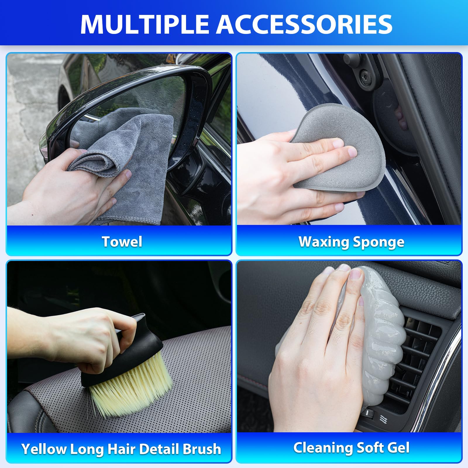 THINKWORK High Power Car Vacuum Cleaner Kit - 10Pcs Detailing Brushes with Storage Bag, Interior Car Cleaning Kit for Men & Women | Perfect for Car Detailing, Home & Office Vehicle Maintenance