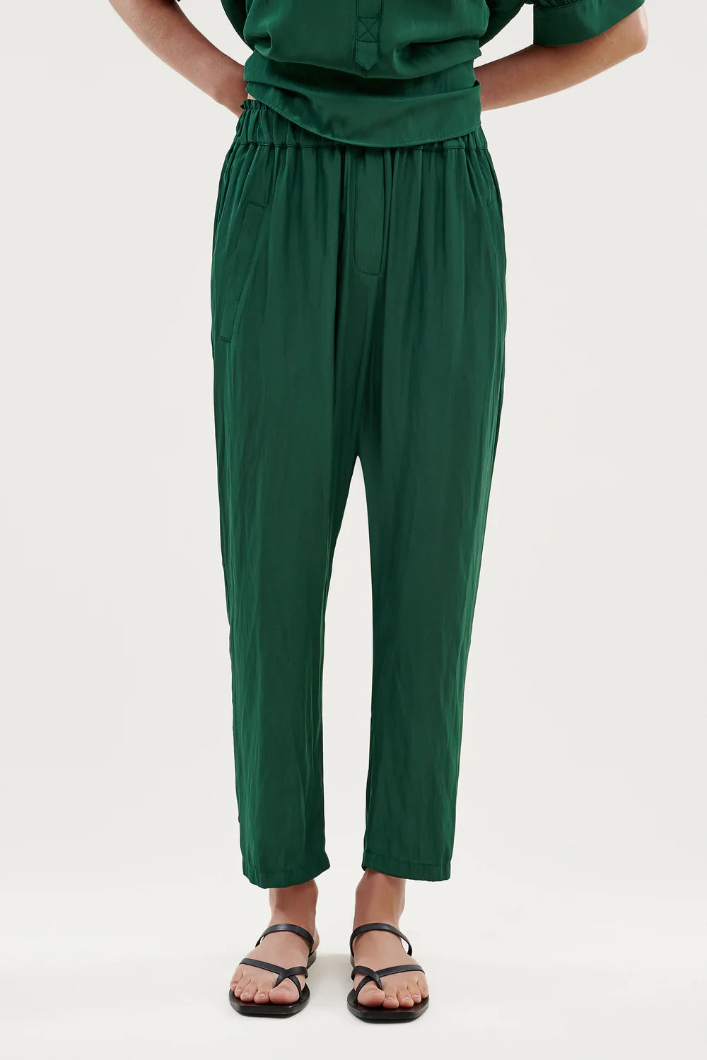 Ena Pant Emerald Green Women's Casual Pants - Comfortable Stretch Trousers for Work, Travel & Everyday Wear