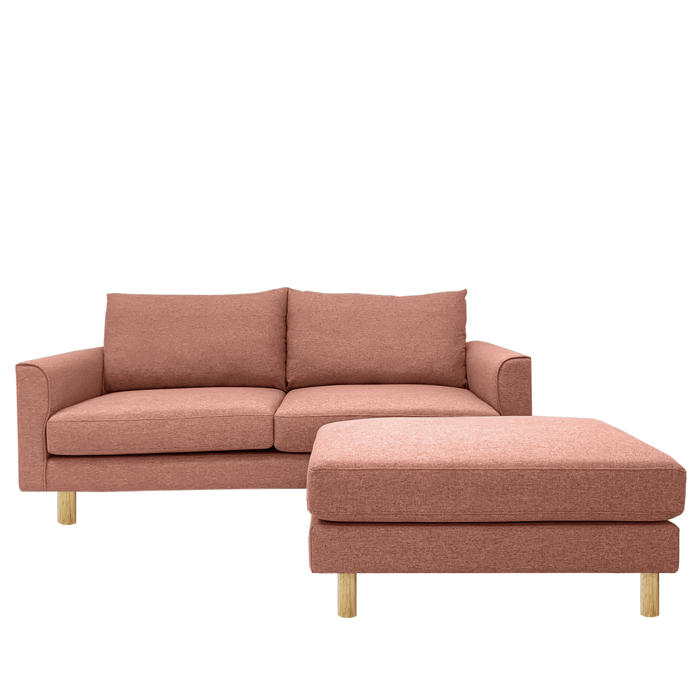 Toby Sofa with Ottoman - EcoClean Fabric, Modern Living Room Furniture for Small Spaces | Perfect for Apartments, Lounging & Movie Nights