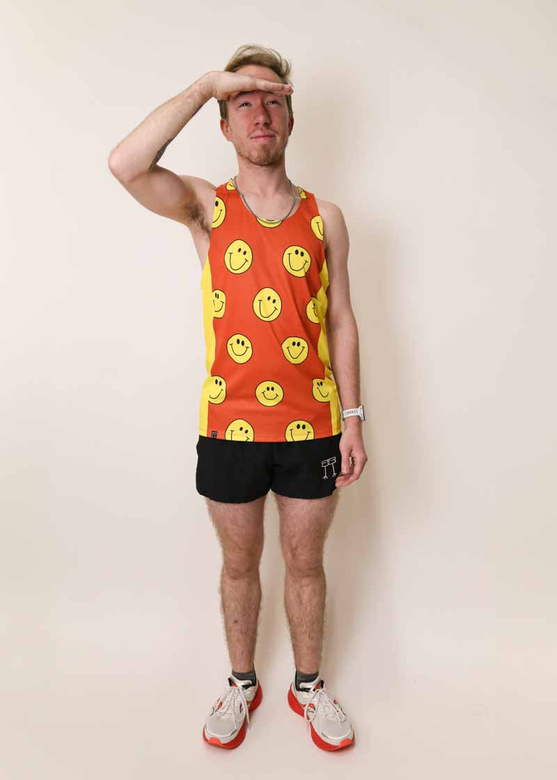 Men's Smileys Performance Singlet - Breathable Workout Tank Top for Running & Gym - Comfortable Athletic Sleeveless Shirt for Men's Fitness Training & Sports