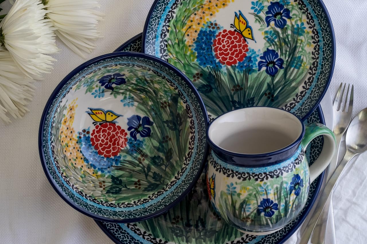 Blue Rose Polish Pottery Teresa Bubble Mug - Handmade Ceramic Coffee Cup for Tea, Hot Chocolate & Soups - Perfect Gift for Home, Office & Kitchen Use