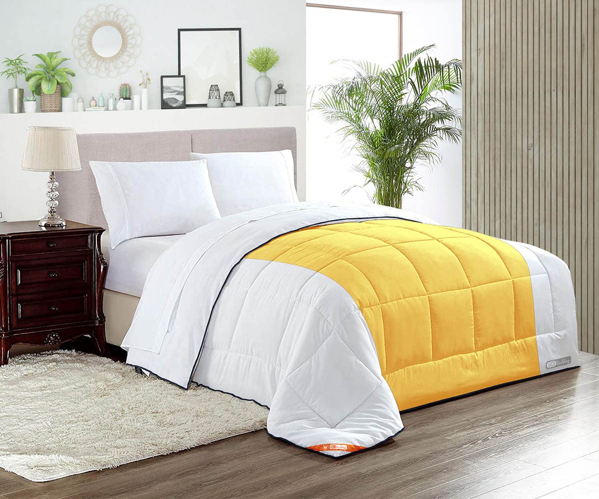 Wyoming King Comforter Set - 300 GSM Plush Siliconized Microfiber Fill, Golden Contrast Duvet Insert with Box Stitching & Piping, Includes Matching Pillowcases | Ultra Soft Bedding for Luxurious Sleep, Hotel-Style Comfort for Master Bedrooms & Guest Rooms