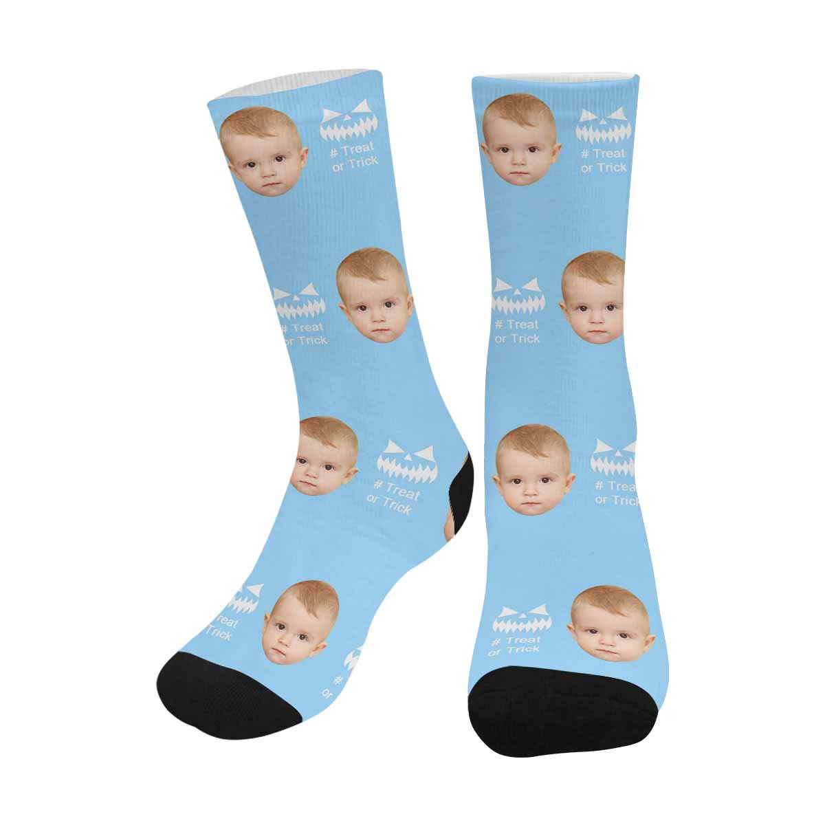 Custom Face Socks for Men & Women - Funny Halloween Crew Socks with Personalized Prints - Perfect for Trick or Treat, Cosplay & Holiday Gifts