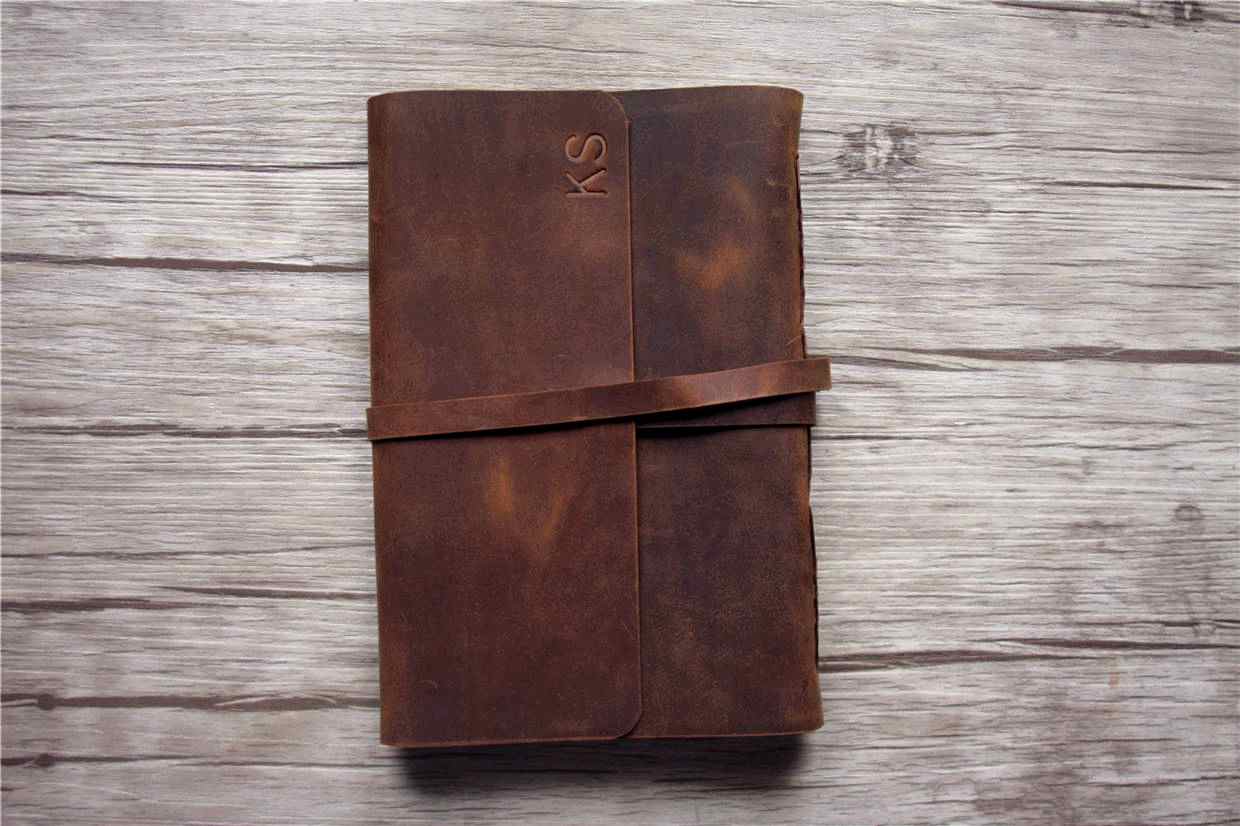 Custom Engraved Leather Wedding Photo Album - Personalized Couples Gift for Anniversaries, Bridal Showers & Honeymoon Memories