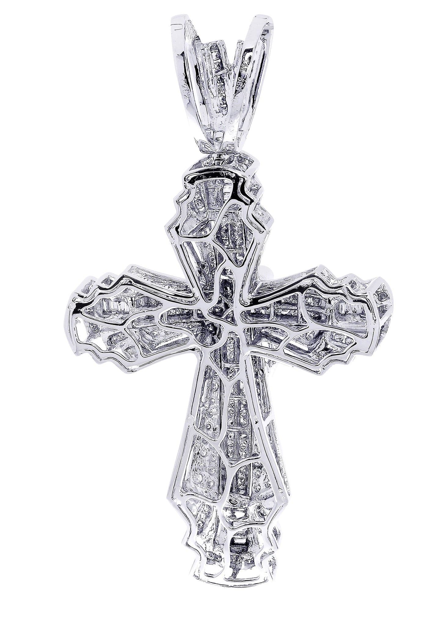 3.3 Carat Diamond Cross Pendant Necklace - 23.19 Grams Solid Gold Religious Jewelry for Women - Perfect for Church, Weddings & Special Occasions