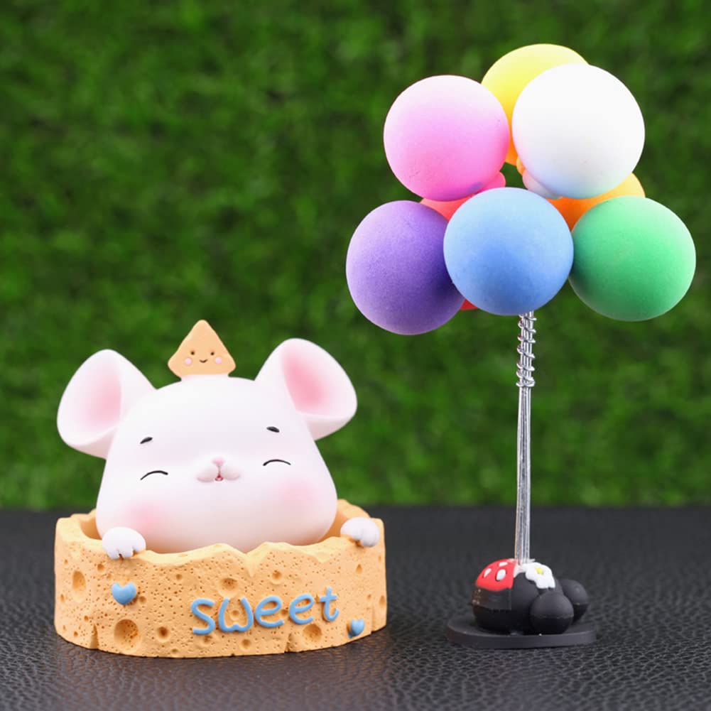 Car Mouse Shaking Head Dashboard Ornament - DIY Cartoon Animal Decoration for Office, Home, and Car Use, Eyes Closed, Perfect for Gifts and Party Decor