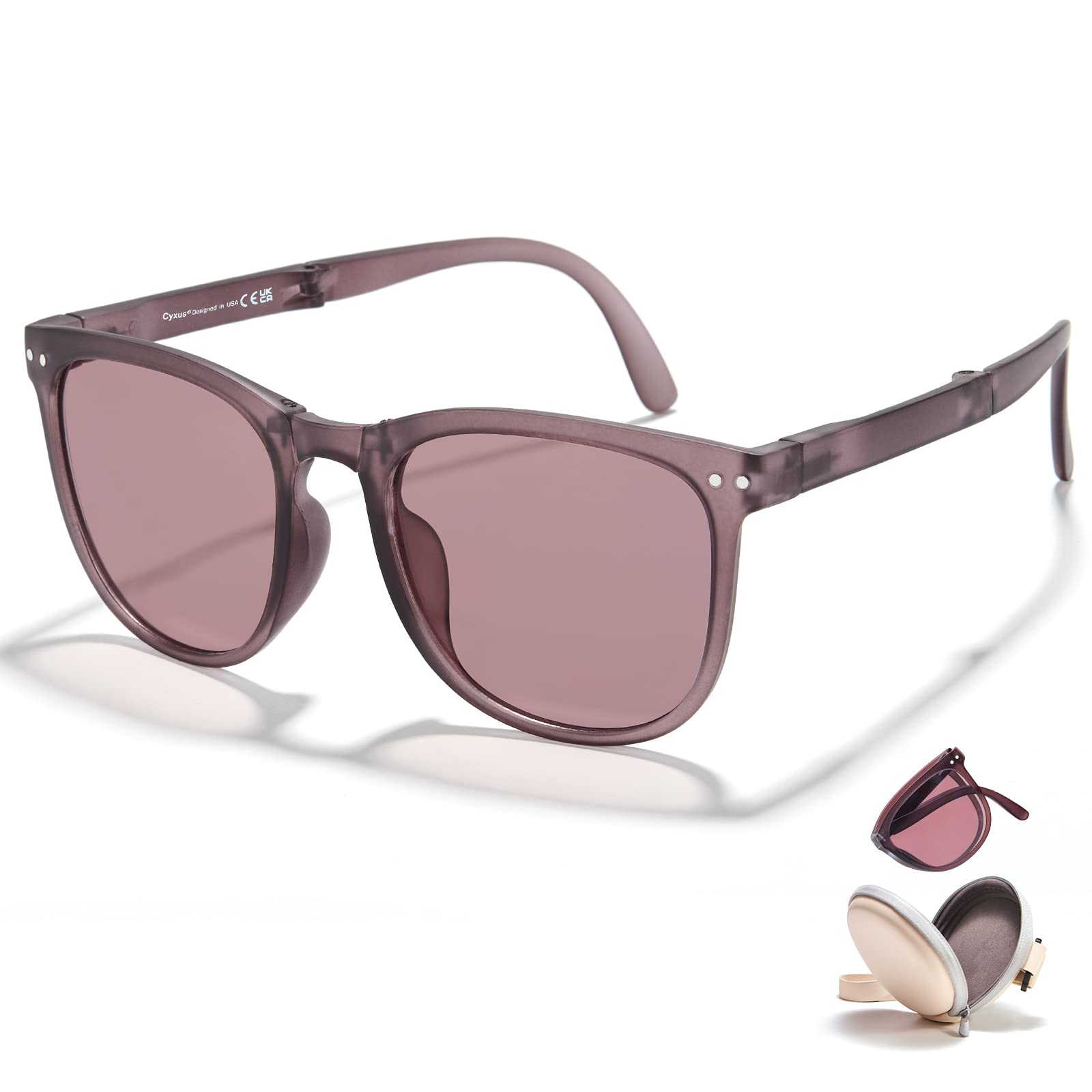 Cyxus Round Polarized UV 400 Sunglasses for Women & Men - Foldable Lightweight Travel Sun Glasses for Driving, Beach & Outdoor Activities