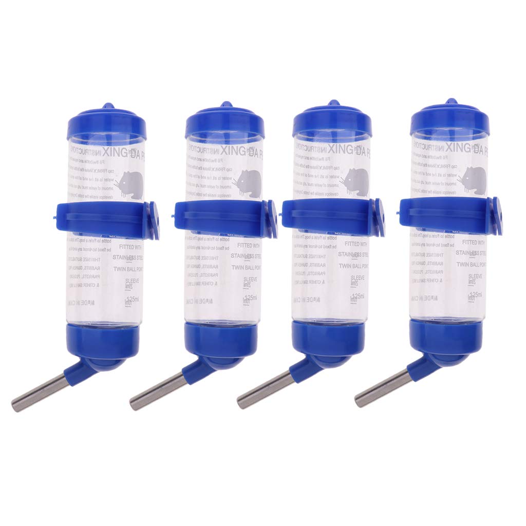 MagiDeal 4 Pack Small Hamster Water Bottle - Leak Proof Drinking Container for Hamsters, Rabbits, Guinea Pigs - Perfect for Cages, Travel & Outdoor Use