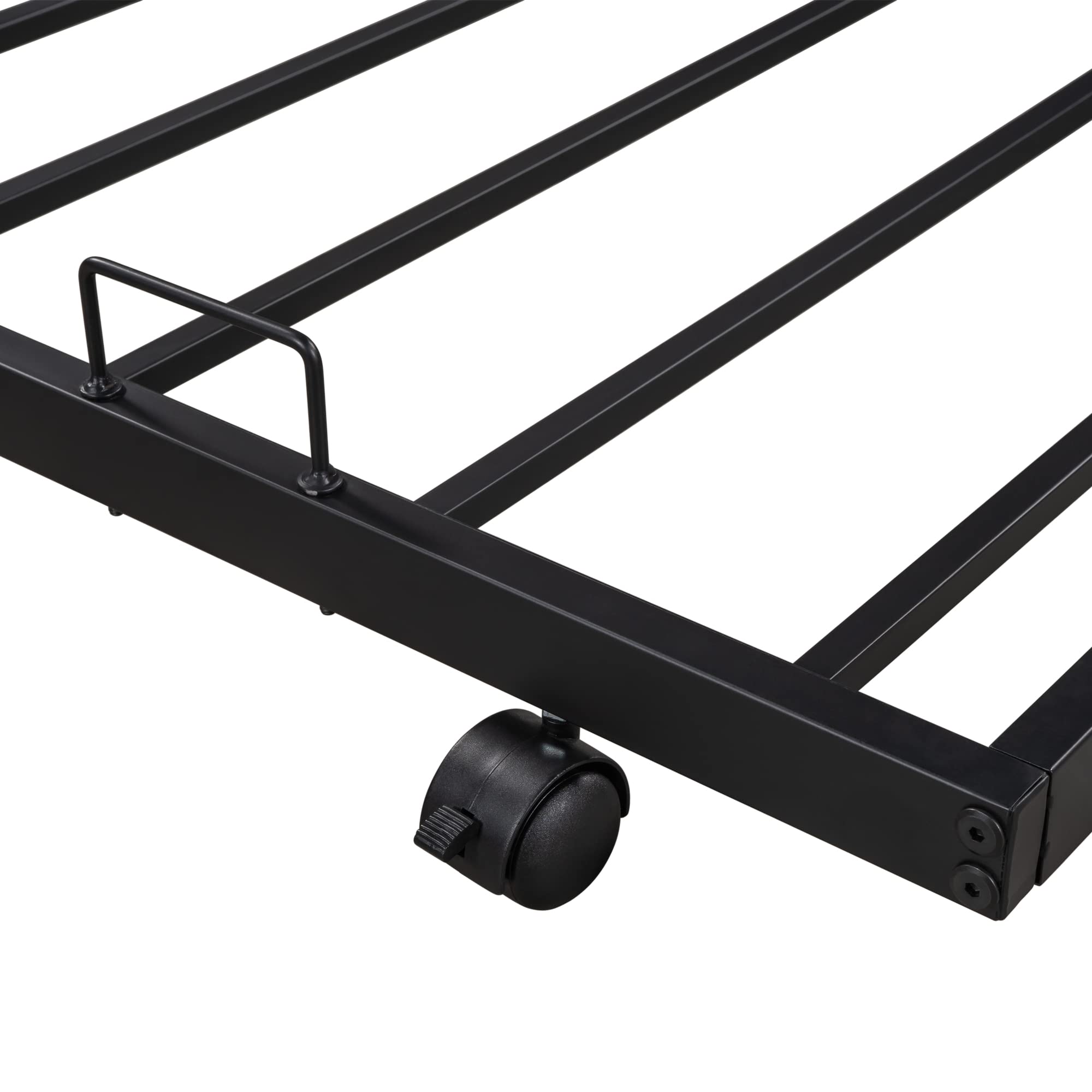 Twin Size Metal Frame Daybed with Pull-Out Trundle - Sturdy Sleeper Sofa for Teens & Adults - Perfect for Living Rooms, Guest Rooms & Small Spaces (Black)