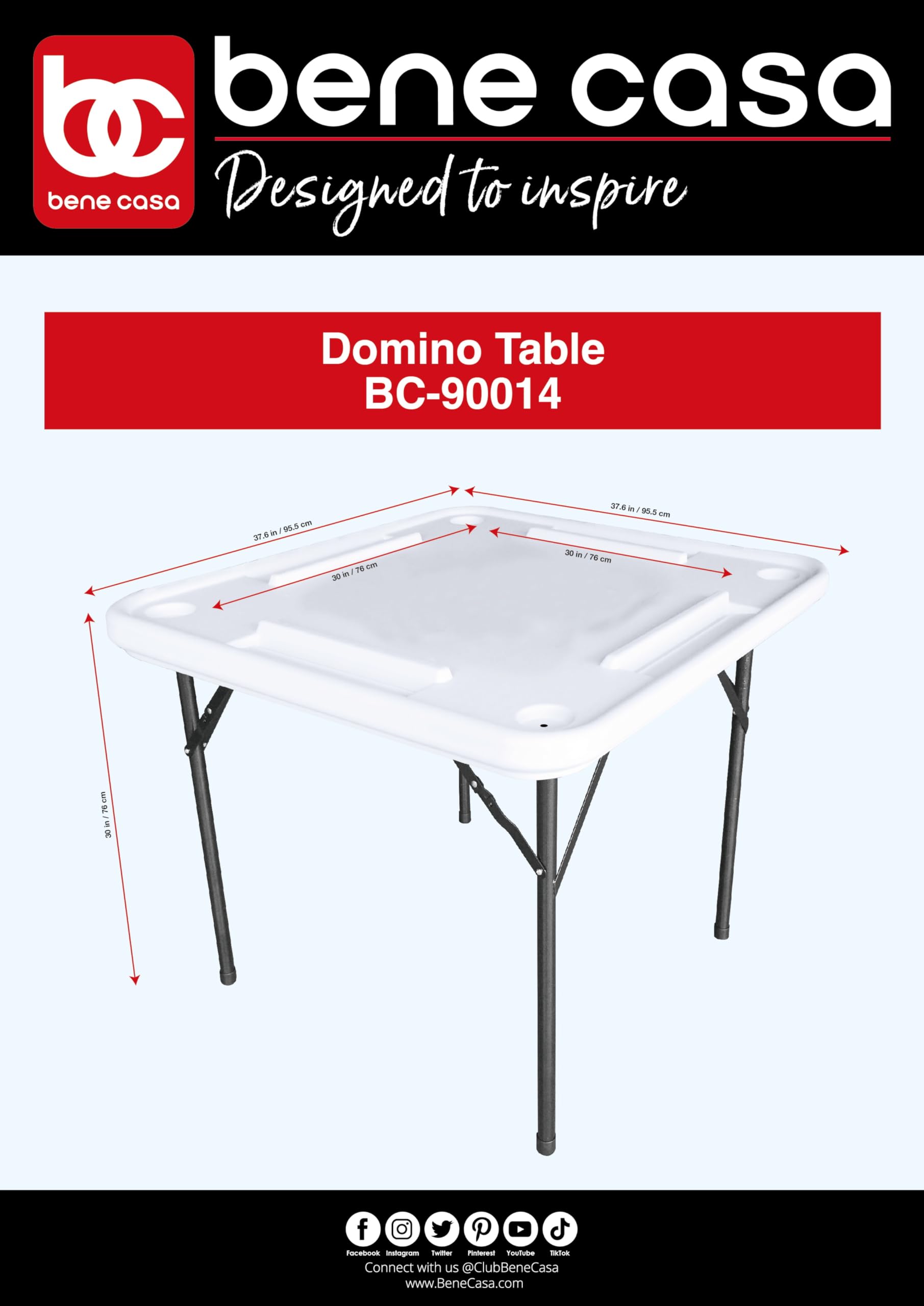 Benecasa Outdoor Blow Mold Domino Game Table Set - Durable Plastic Dominoes Table for Backyard, Patio, and Tailgating Parties - Perfect for Family Gatherings and Game Nights