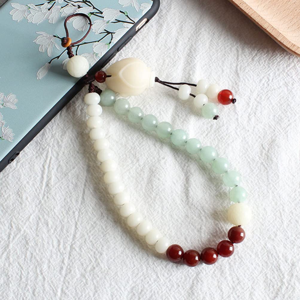 Hemobllo Crystal Phone Lanyard - Chinese Style Phone Strap with Pendant, White Short Hanging Chain for iPhone & Android - Perfect for Keychains, Gifts & Accessories