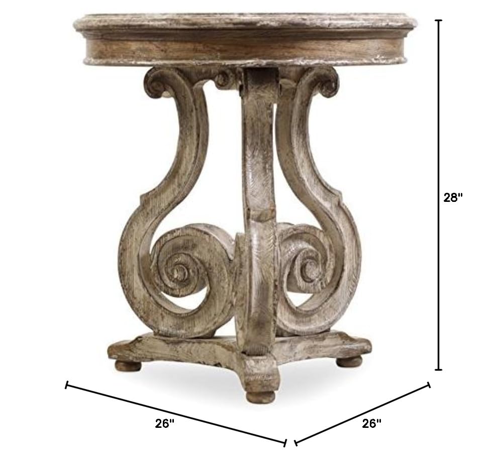 Beaumont Lane Cedar Way Scroll Accent Table - Caramel Frost Finish - Elegant Side Table for Living Room, Bedroom & Entryway Decor