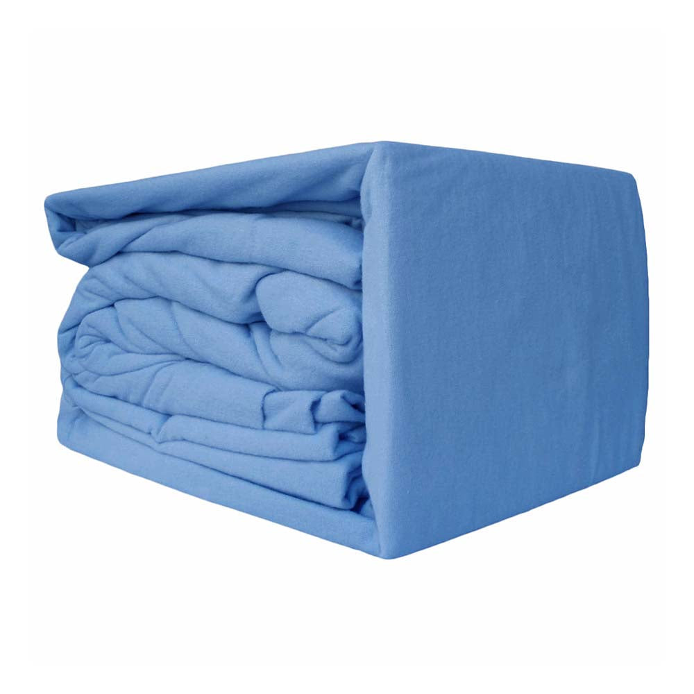 Premium 100% Egyptian Cotton Flannelette Sheet Set - King Size, Mid Blue | Ultra Soft & Breathable Bedding for All Seasons | Perfect for Cozy Nights & Luxury Hotel-Style Comfort