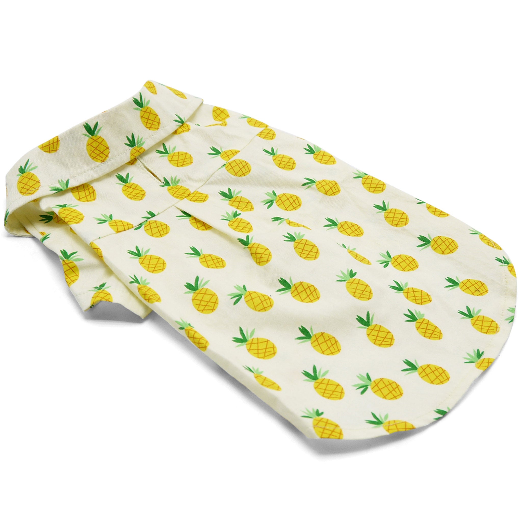 Dogo Pet Fashion Pineapple Print Dog Shirt - Yellow, Cute & Comfortable Summer Outfit for Small & Medium Dogs - Perfect for Beach, Park & Outdoor Adventures