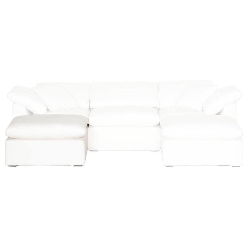 Star International White Fabric Modular Ottoman with Stitch & Hand Sky Design - Perfect for Living Room, Bedroom, or Home Office Seating & Storage