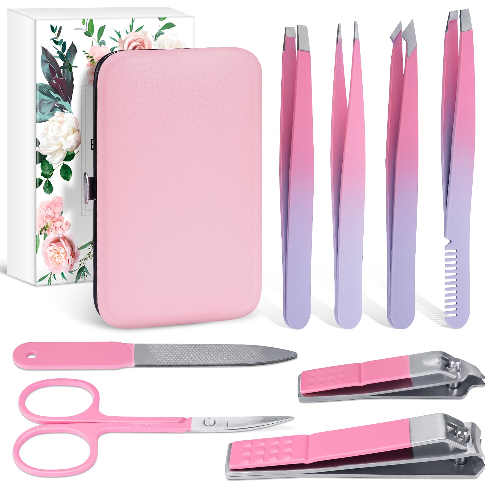 Premium Stainless Steel Tweezers & Nail Clippers Set - Professional Manicure Kit for Women & Men | Perfect Christmas Birthday Gift Idea for Adults | Home, Travel & Salon Use