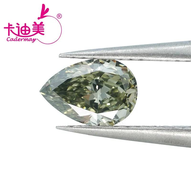 CADERMAY Pear Shape Vivid Green VVS2 Clarity CVD Lab Grown Diamond Loose Stone with IGI Certificate for Jewelry Making - Engagement Rings, Pendants & Custom Jewelry Design