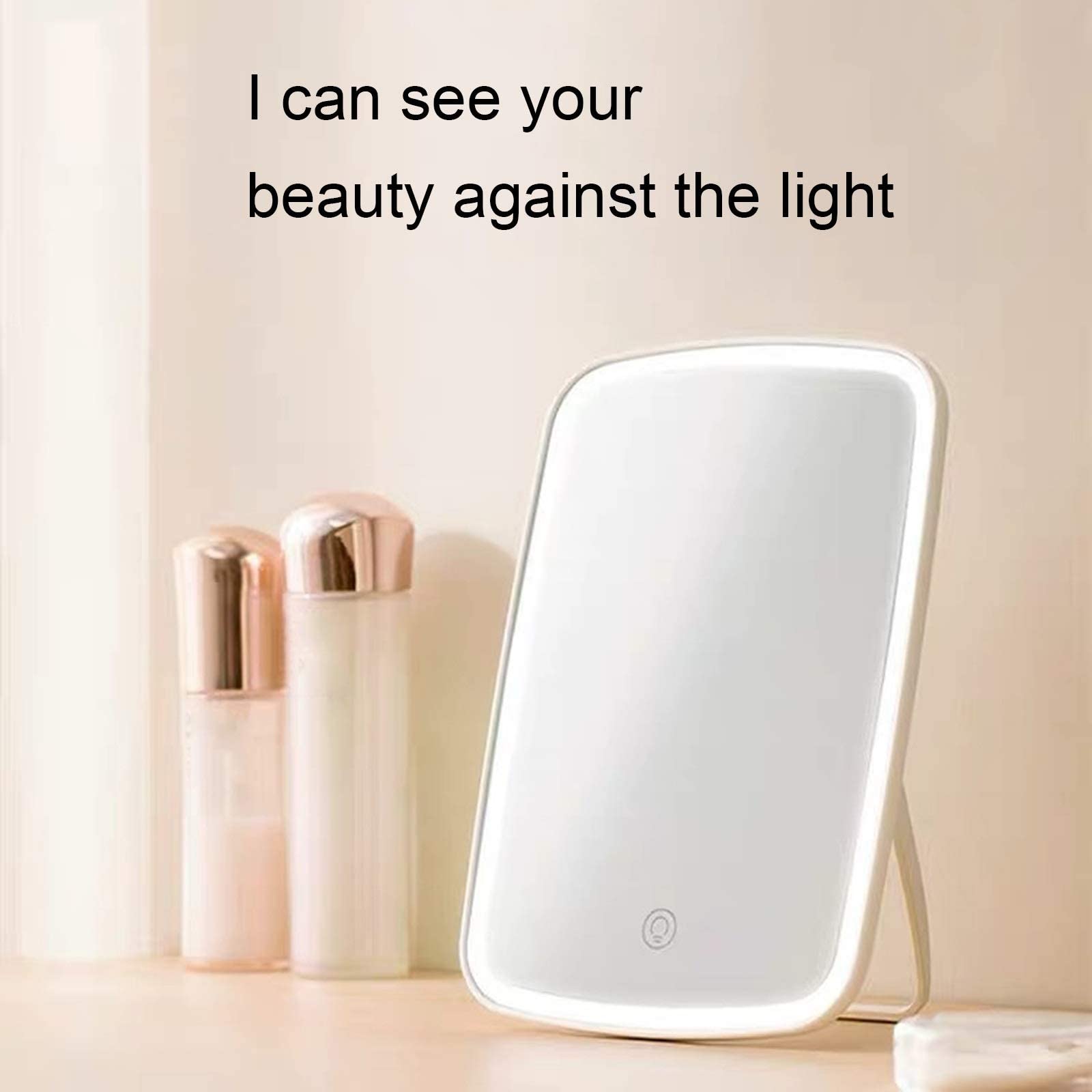 Premium LED Vanity Mirror with Touch Dimmer & Stand - 1200mAh Battery Operated Makeup Mirror for Tabletop & Bathroom | Perfect for Home, Salon, and Travel Makeup Application