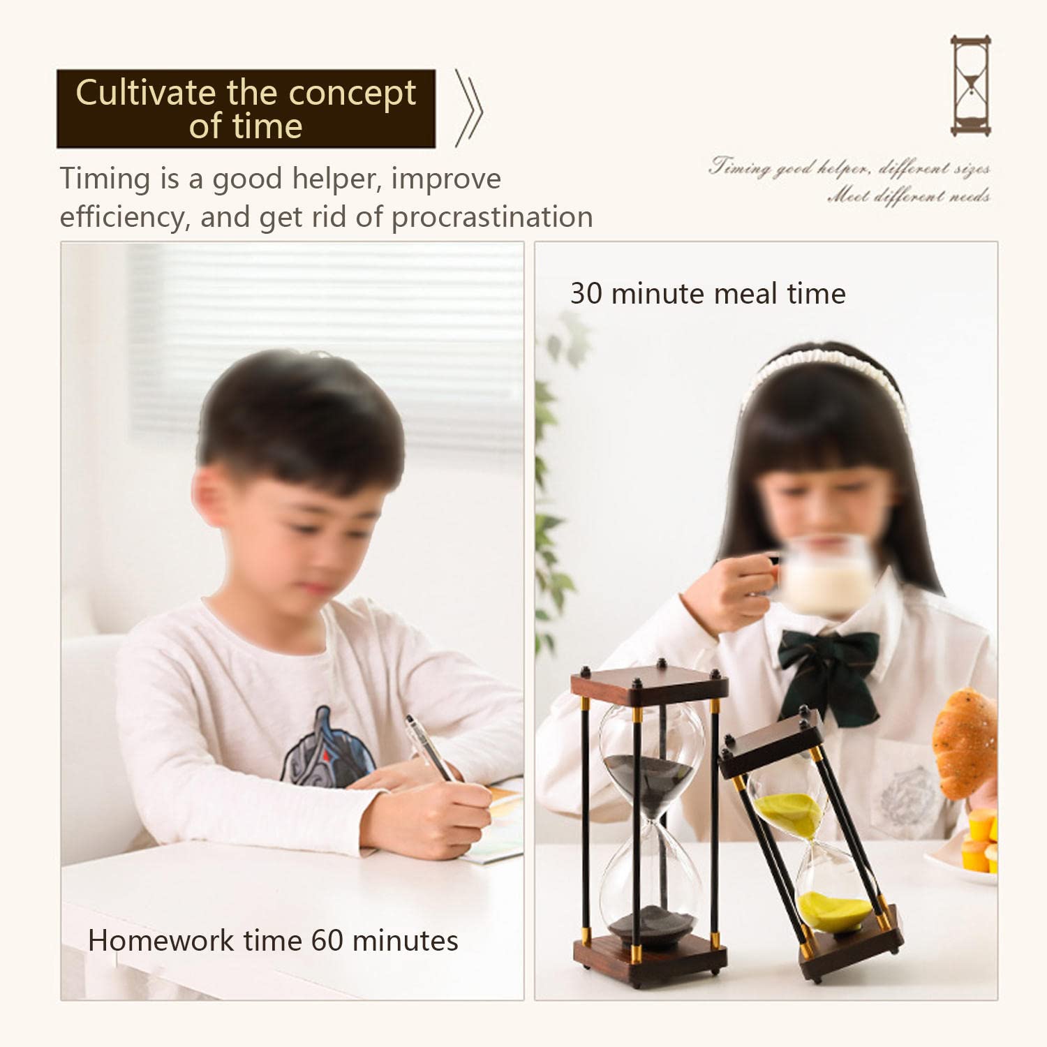 60-Minute Large Hourglass Sand Timer - Decorative & Functional 1-Hour Glass Timer for Kitchen, Classroom, Board Games, Meditation & Home Office Decor