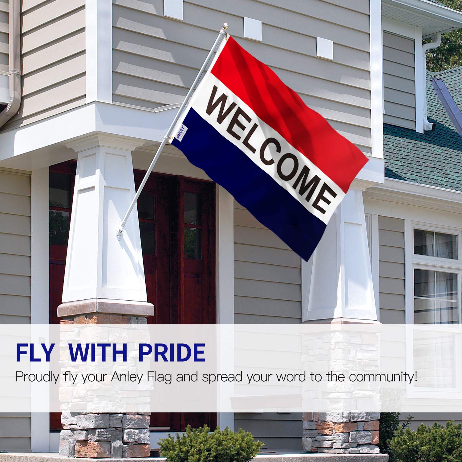 ANLEY Fly Breeze 3x5 Feet Welcome Flag - Vibrant Fade-Resistant Polyester with Brass Grommets, Double Stitched Canvas Header - Perfect for Home, Business, and Ceremonial Events