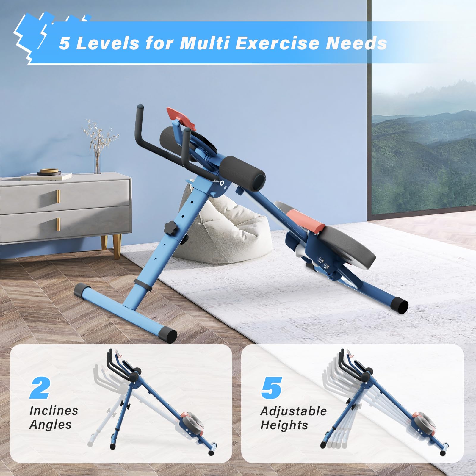 Foldable Adjustable Ab Machine for Home Gym - Abdominal Trainer with Phone Holder & Touch Display for Core Workouts | Perfect for Home Fitness & Stomach Exercises