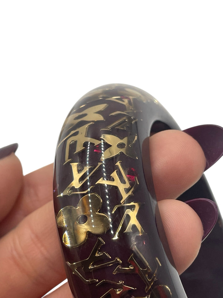 Authentic Louis Vuitton Wide Inclusion Resin & Stars Bangle in Plum - Luxury Fashion Bracelet for Women, Perfect for Evening Parties & Special Occasions