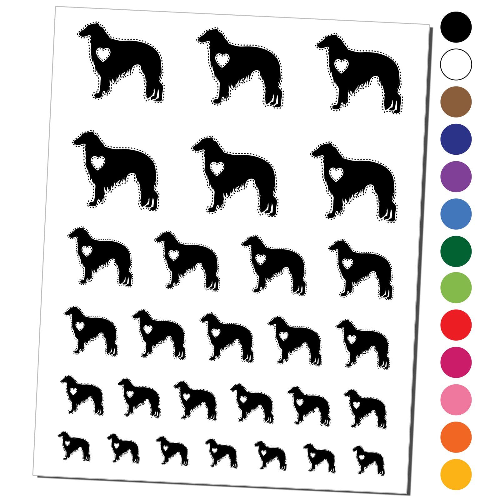Borzoi Russian Wolfhound Dog Temporary Tattoo - Waterproof Fake Body Art Sticker Set (Black, 1 Sheet) - Perfect for Pet Lovers, Dog Shows & Costume Parties