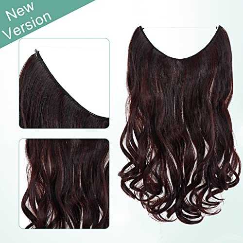 Premium Curly Synthetic Invisible Wire Hair Extensions - Seamless Clip-In Extensions for Volume & Length - Perfect for Parties, Weddings & Everyday Styling