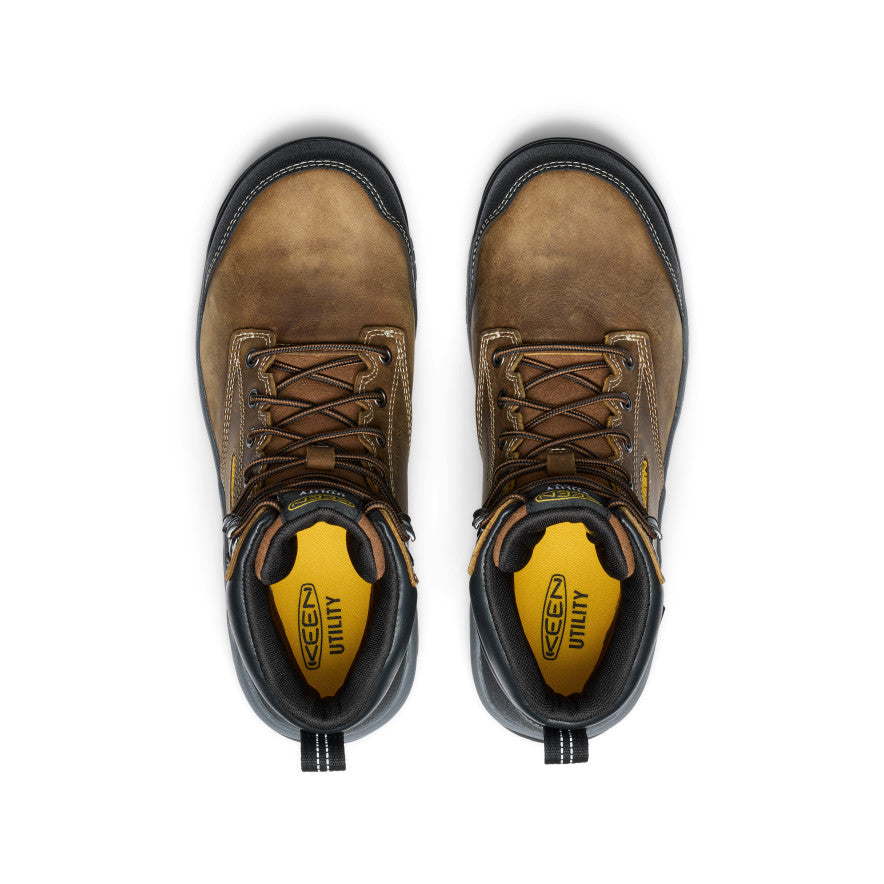 Men's Evanston 6 Waterproof Work Boot with Carbon Toe - Bison/Black - Durable Safety Boots for Construction, Hiking & Outdoor Work