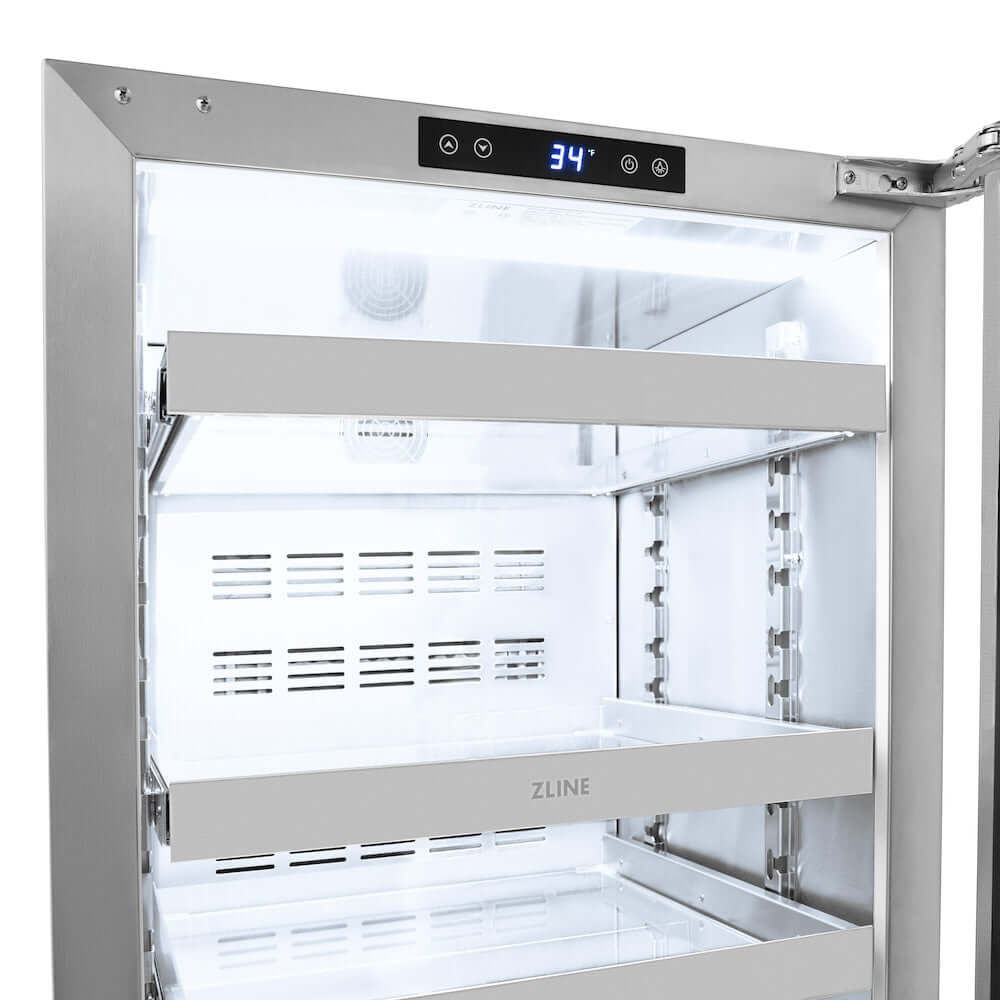 ZLINE Autograph Edition 24 Inch Stainless Steel Beverage Cooler with Touchstone 151 Technology & Champagne Bronze Handle - Perfect for Wine, Beer, and Soda Storage in Home Bars, Kitchens, and Entertainment Spaces