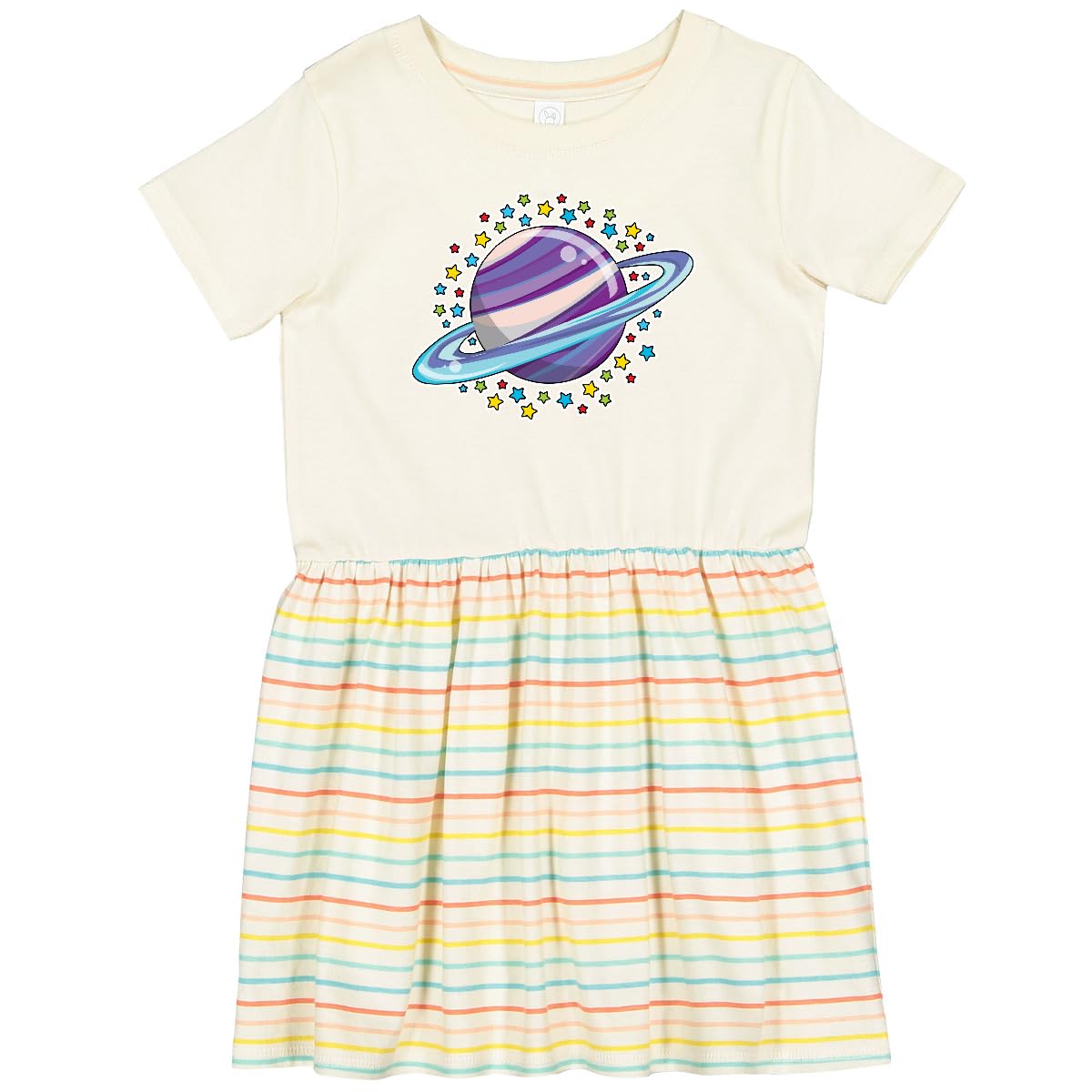 Inktastic Planet Saturn with Stars Toddler Dress - Cute Space Themed Outfit for Baby Girls & Boys - Perfect for Birthday Parties, Photo Shoots & Everyday Wear