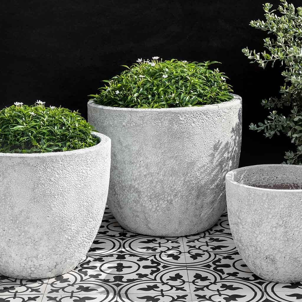 Campania International White Coral Caipirinha Planters - Set of 3 for Indoor & Outdoor Garden Decor | Modern Home & Patio Plant Containers