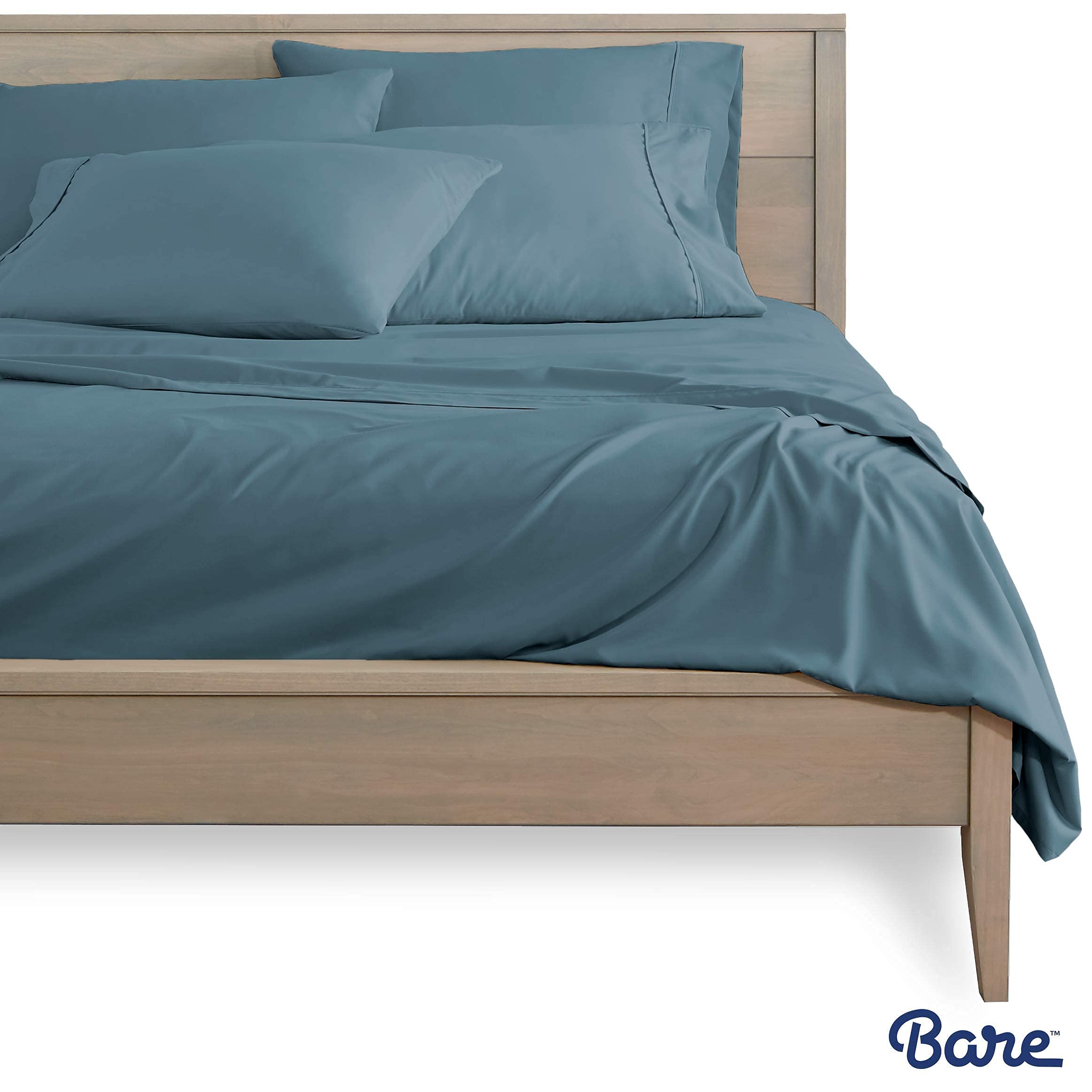 Bare Home 6-Piece Microfiber Sheet Set with 4 Pillowcases - Queen Size Coronet Blue Bedding Bundle | Soft Breathable Sheets for Comfortable Sleep & Hotel-Style Luxury Bedroom Upgrade