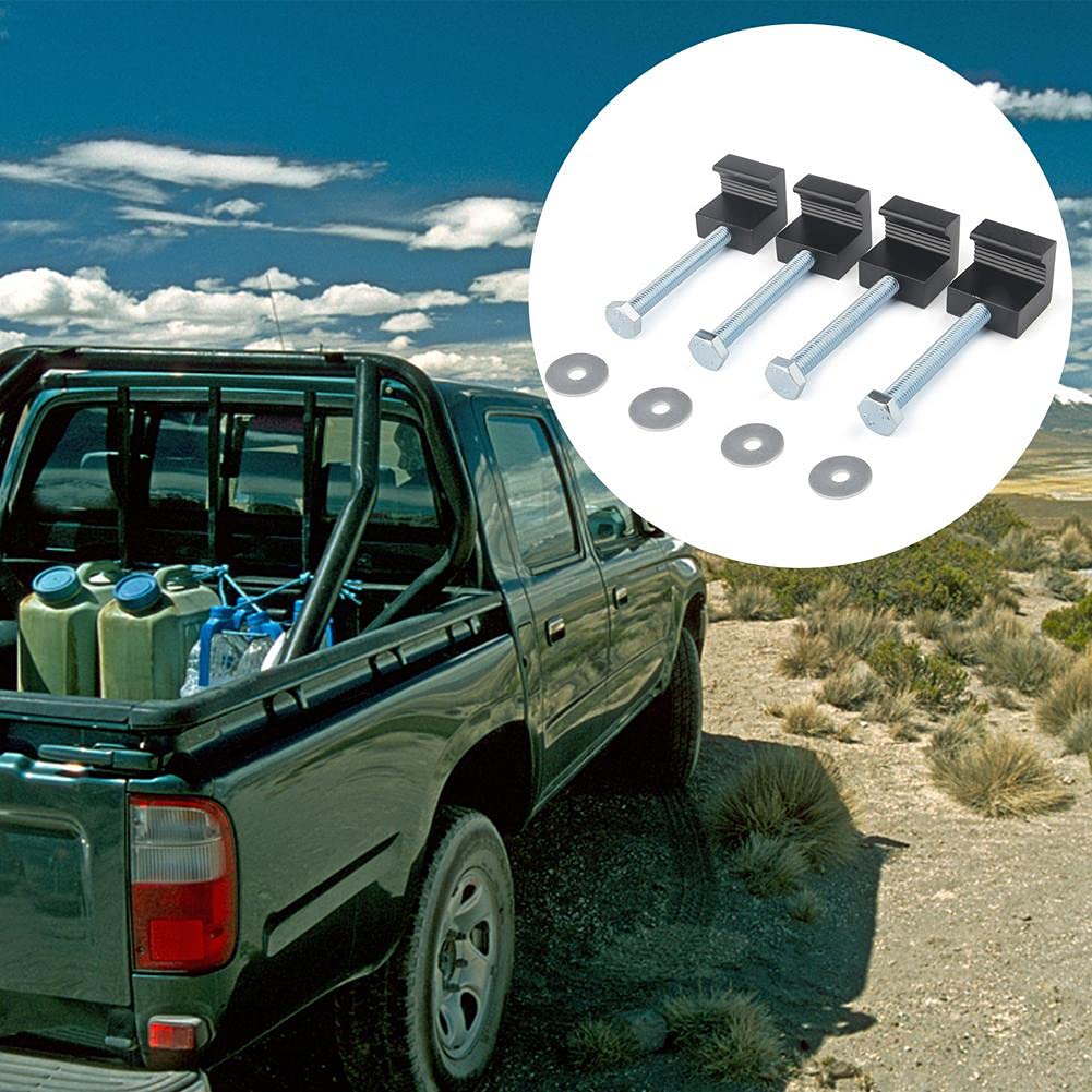 4pcs Aluminum J-Shaped Truck Tool Box Mounting Clips - Heavy Duty Tie Downs for Pickup Toolbox, Secure Cross Fixing Device, Durable Auto Parts for Off-Road & Work Trucks